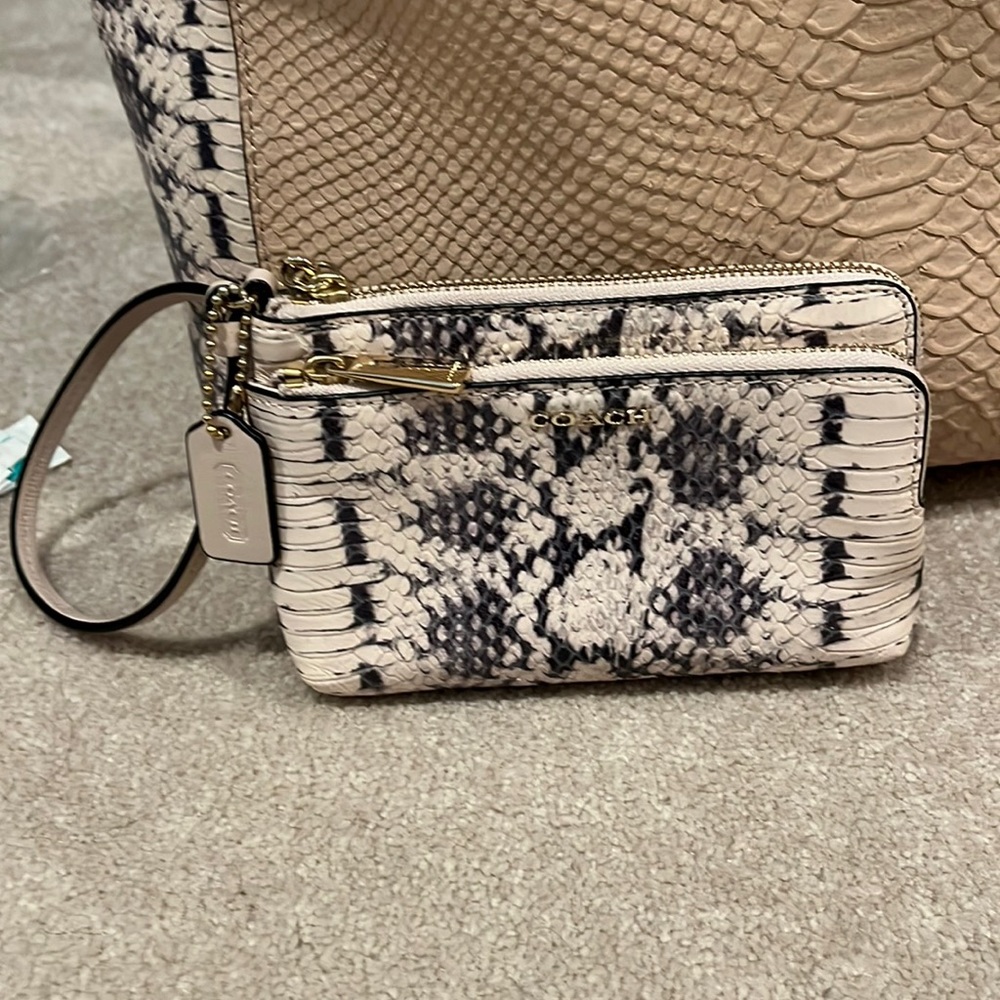 Euc Coach Madison Double Corner Zip Python Wristl… - image 1